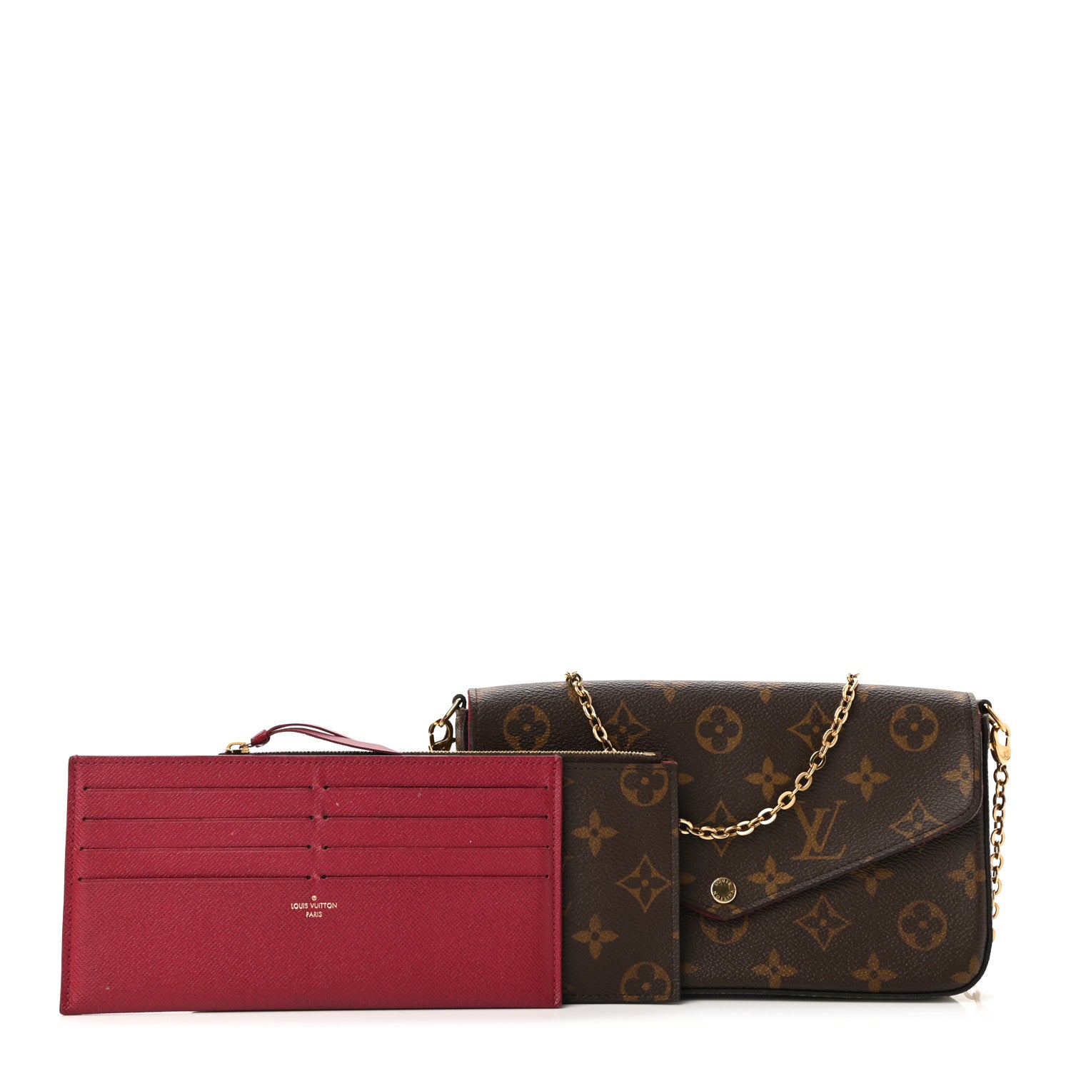 Louis Vuitton Monogram Pochette Felicie Chain Wallet Fuchsia 1 of 13