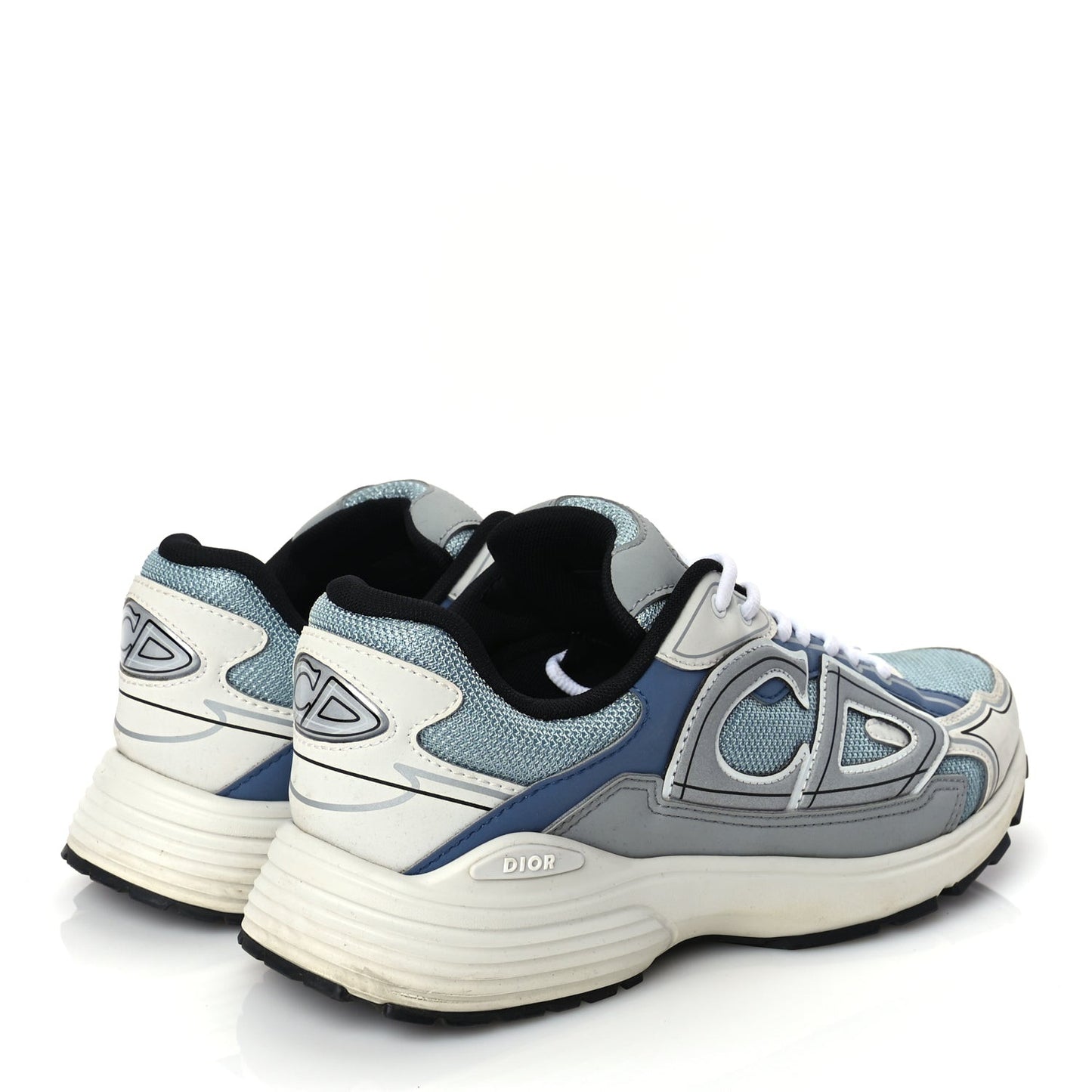 Technical Mesh Calfskin Mens B30 Sneakers 43 White Blue