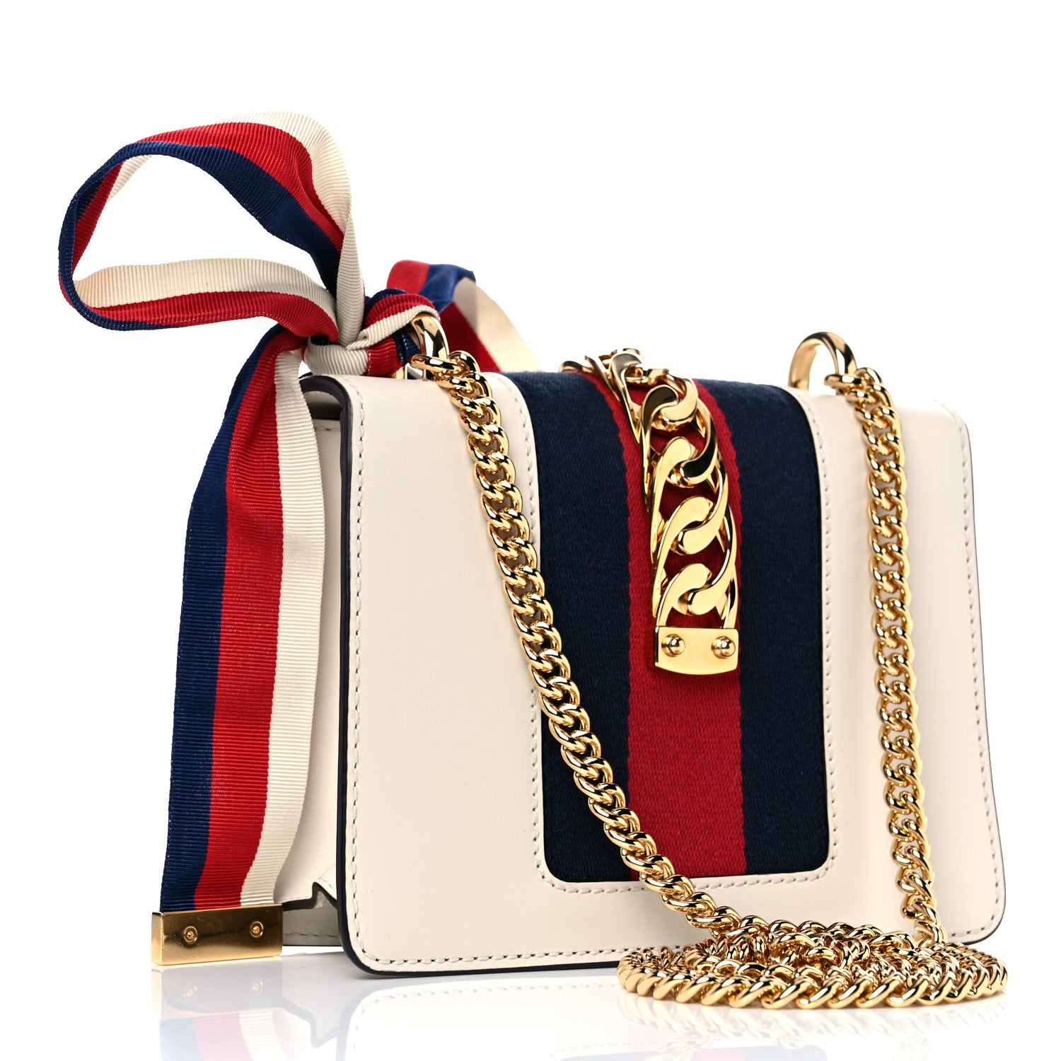 Gucci Calfskin Mini Sylvie Chain Shoulder Bag White 3 of 10
