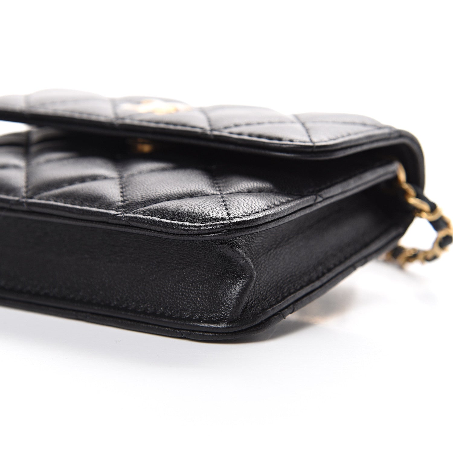 Chanel Lambskin Quilted Pearl Crush Clutch With Chain Black 10 of 10