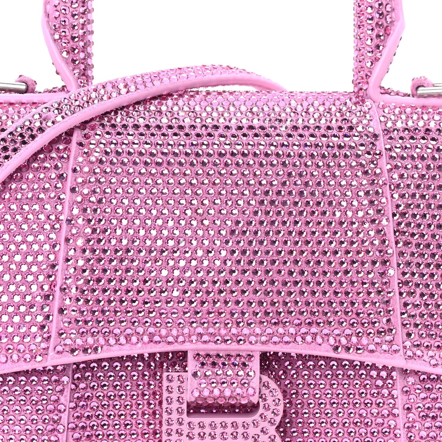Strass Suede Hourglass Top Handle Bag XS  Pink