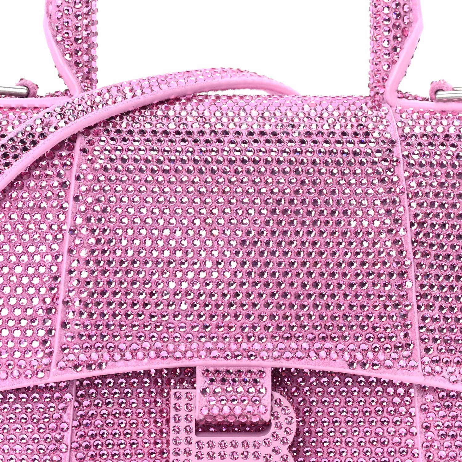 Balenciaga Strass Suede Hourglass Top Handle Bag XS  Pink 6 of 7
