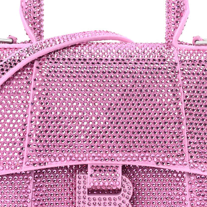Balenciaga Strass Suede Hourglass Top Handle Bag XS  Pink 6 of 7
