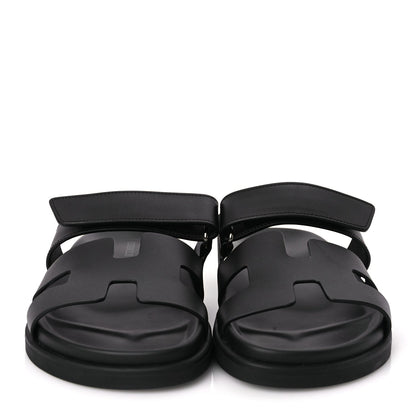 Hermes Calfskin Womens Chypre Sandals 36.5 Black 3 of 7
