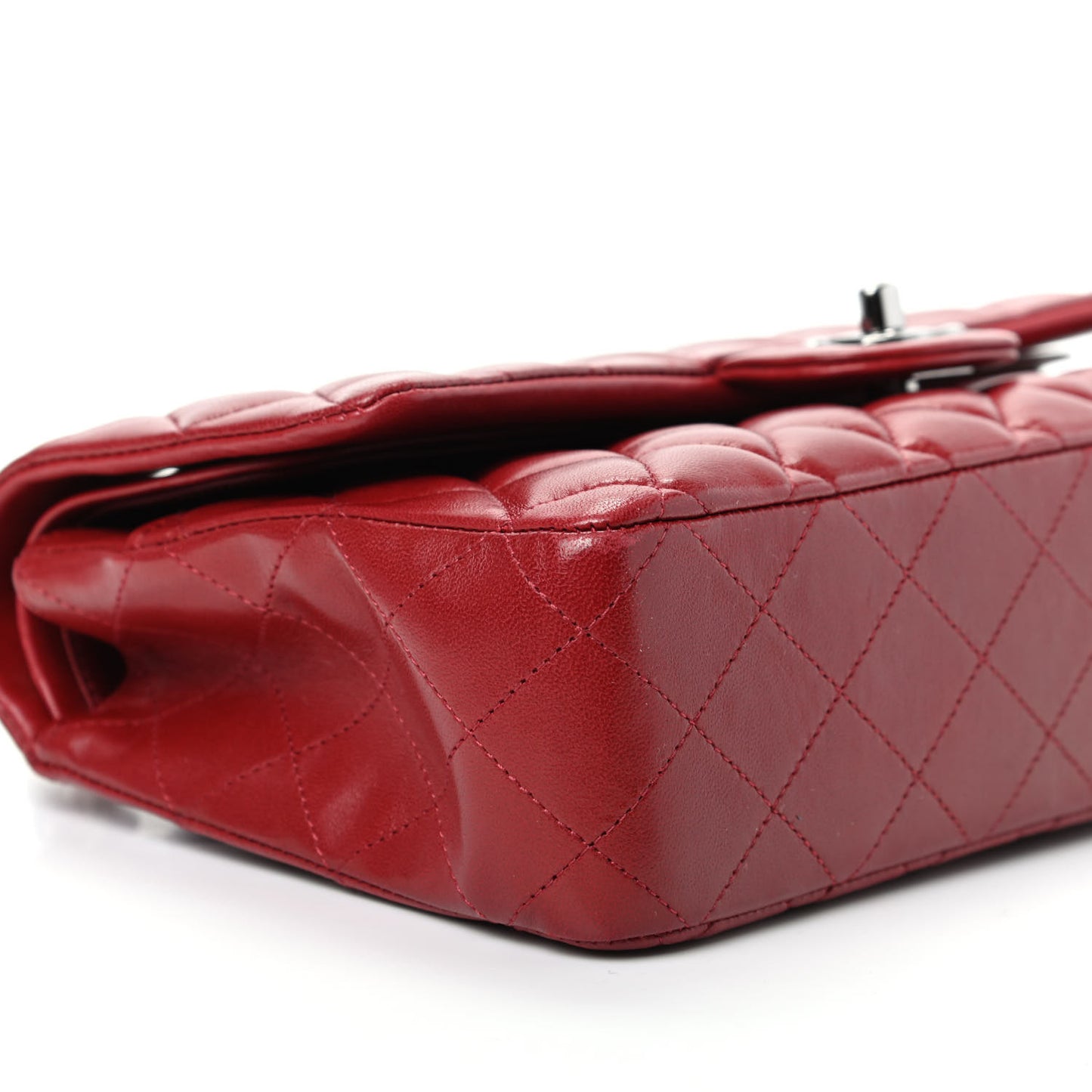 Lambskin Quilted Medium Double Flap Red