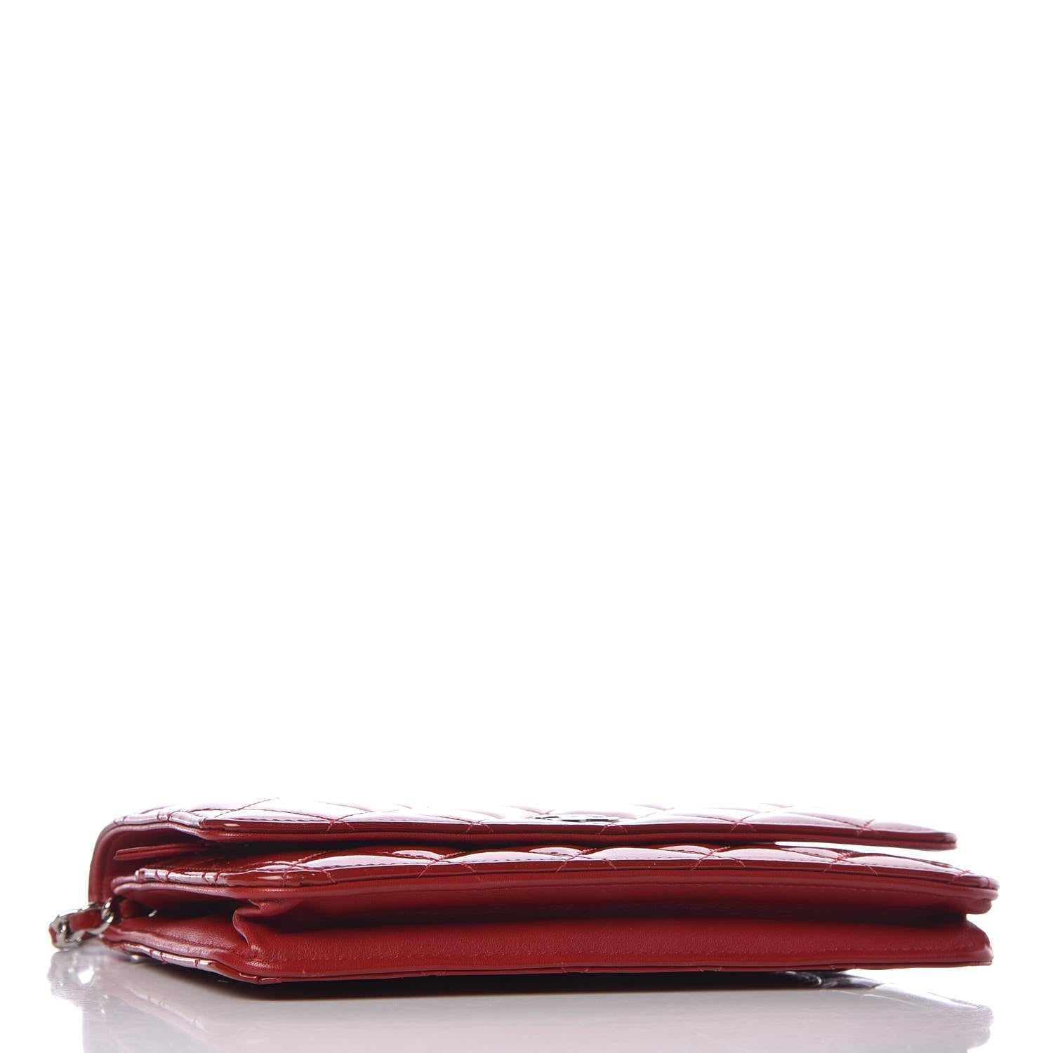 Chanel Patent Quilted Wallet On Chain WOC Red 4 of 9