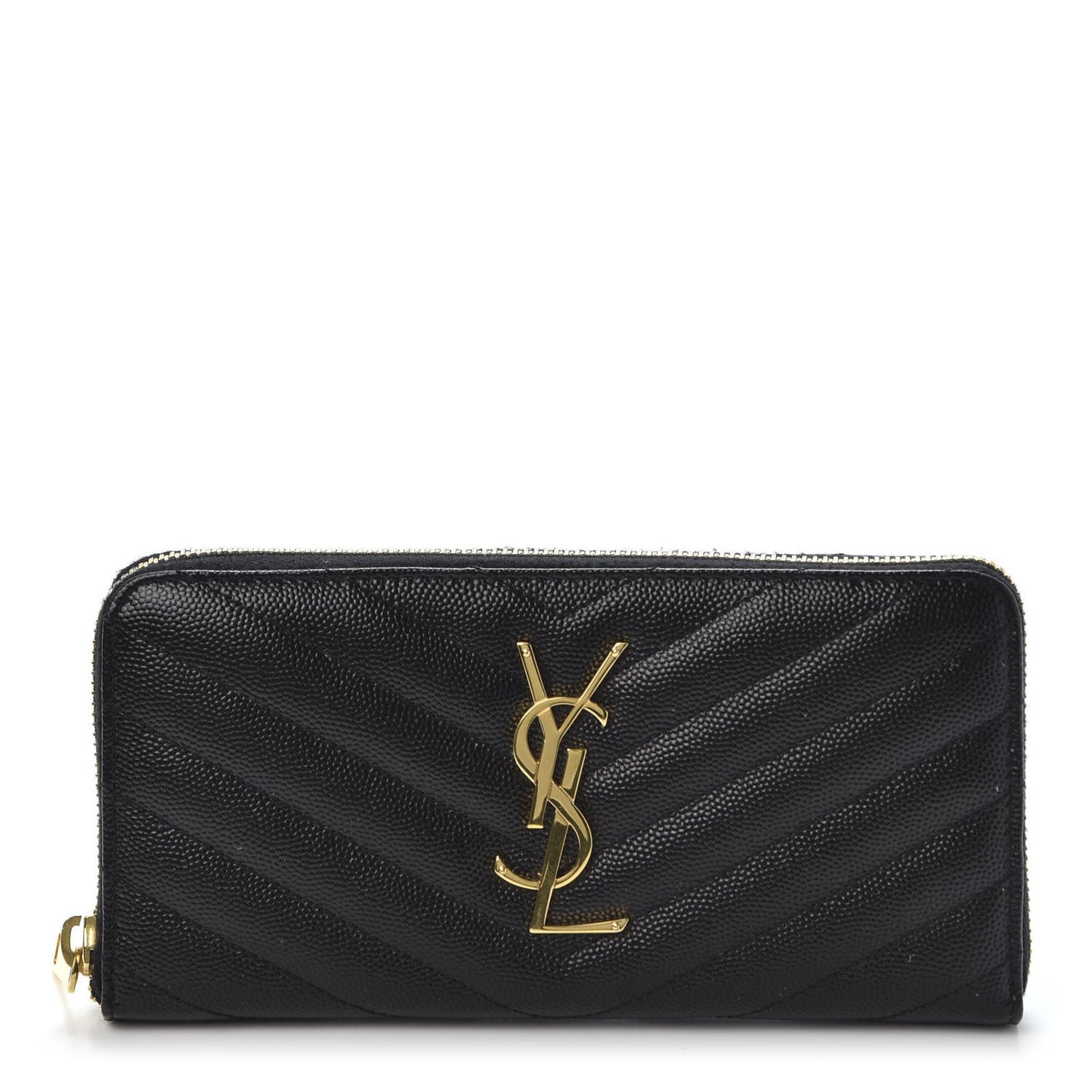 Grain De Poudre Matelasse Chevron Monogram Zip Around Wallet Black