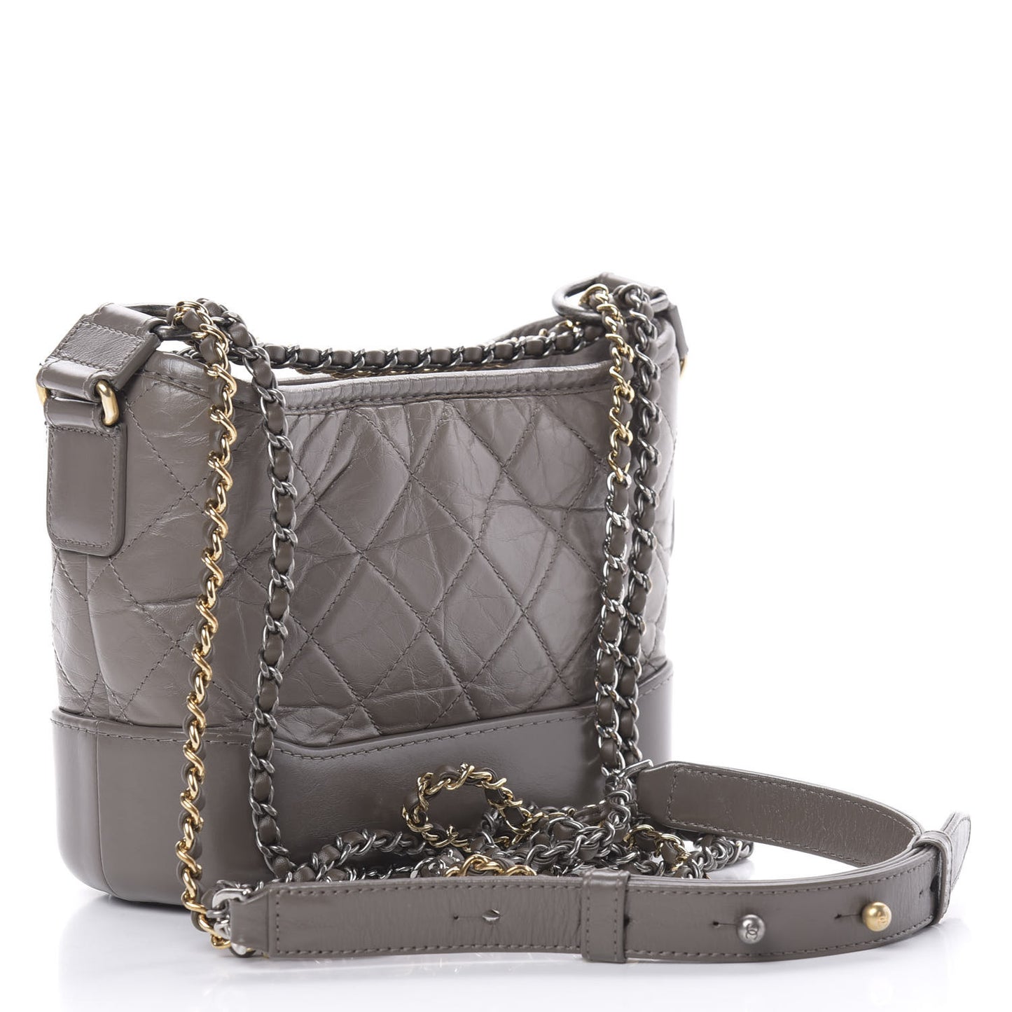 Aged Calfskin Quilted Small Gabrielle Hobo Grey