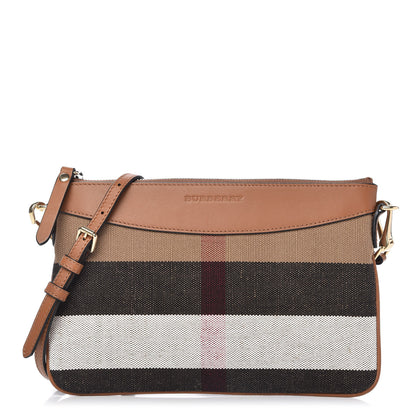 Burberry Mega Check Peyton Crossbody Clutch Bag Tan 1 of 11