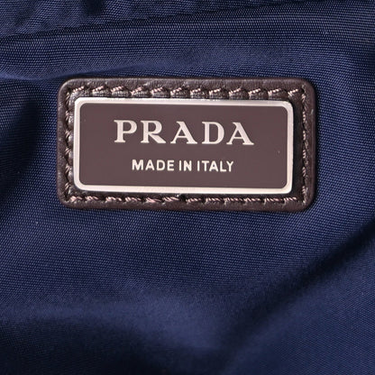 Prada Re-Nylon Suede Triangle Medium Shoulder Bag Navy Brown 5 of 7