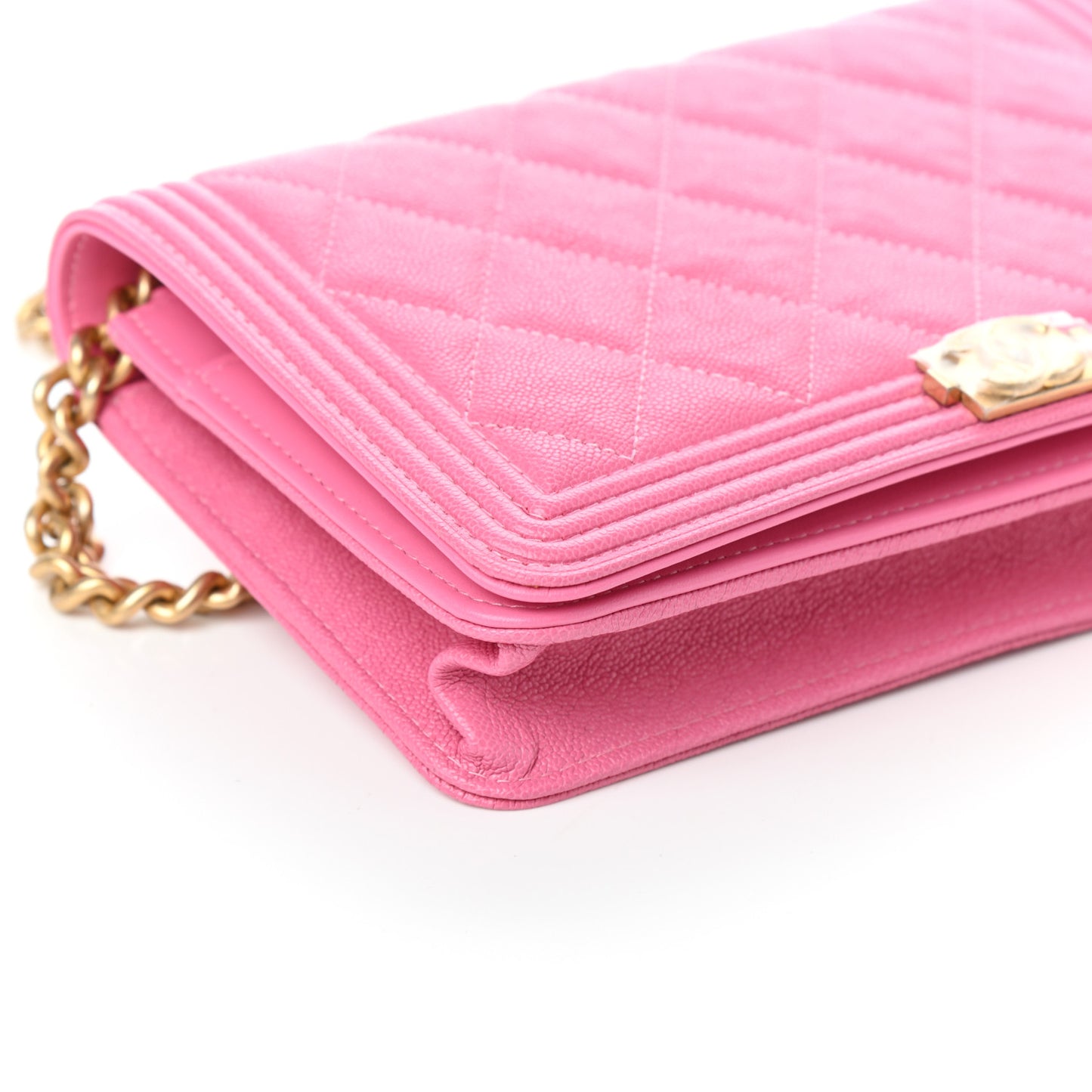 Caviar Quilted Boy Wallet On Chain WOC Pink