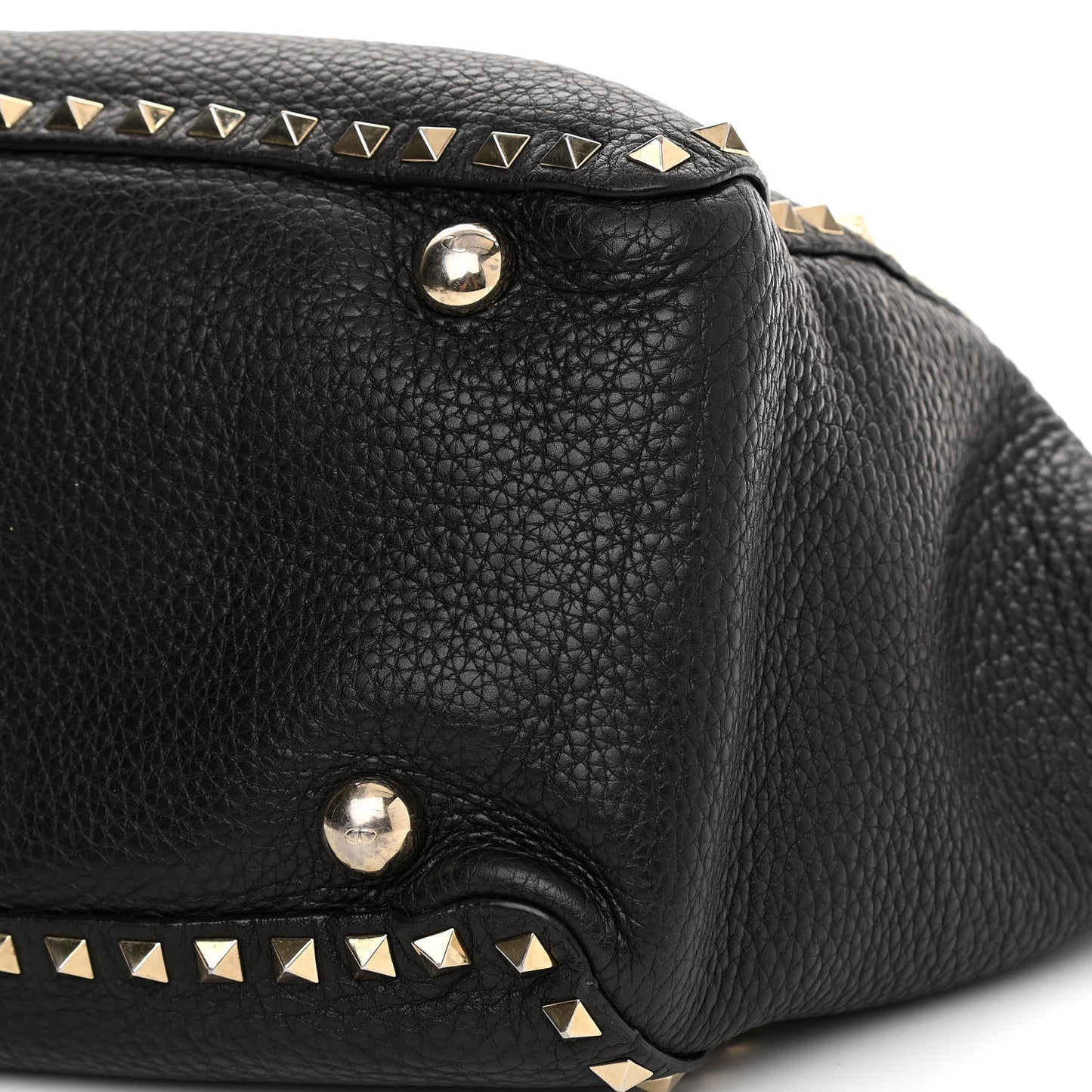 Pebbled Calfskin Medium Rockstud Tote Black