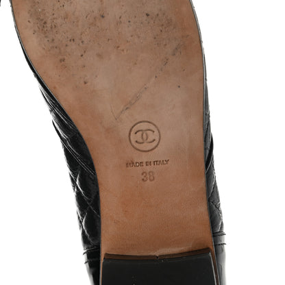 Chanel Glazed Deerskin Grosgrain Quilted Cap Toe Chain Boots 38 Grey Black 6 of 8