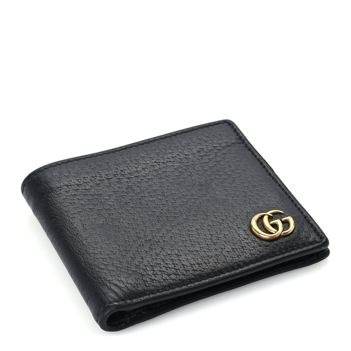 Gucci Calfskin Boar Effect GG Marmont Bi-Fold Wallet Black 4 of 6
