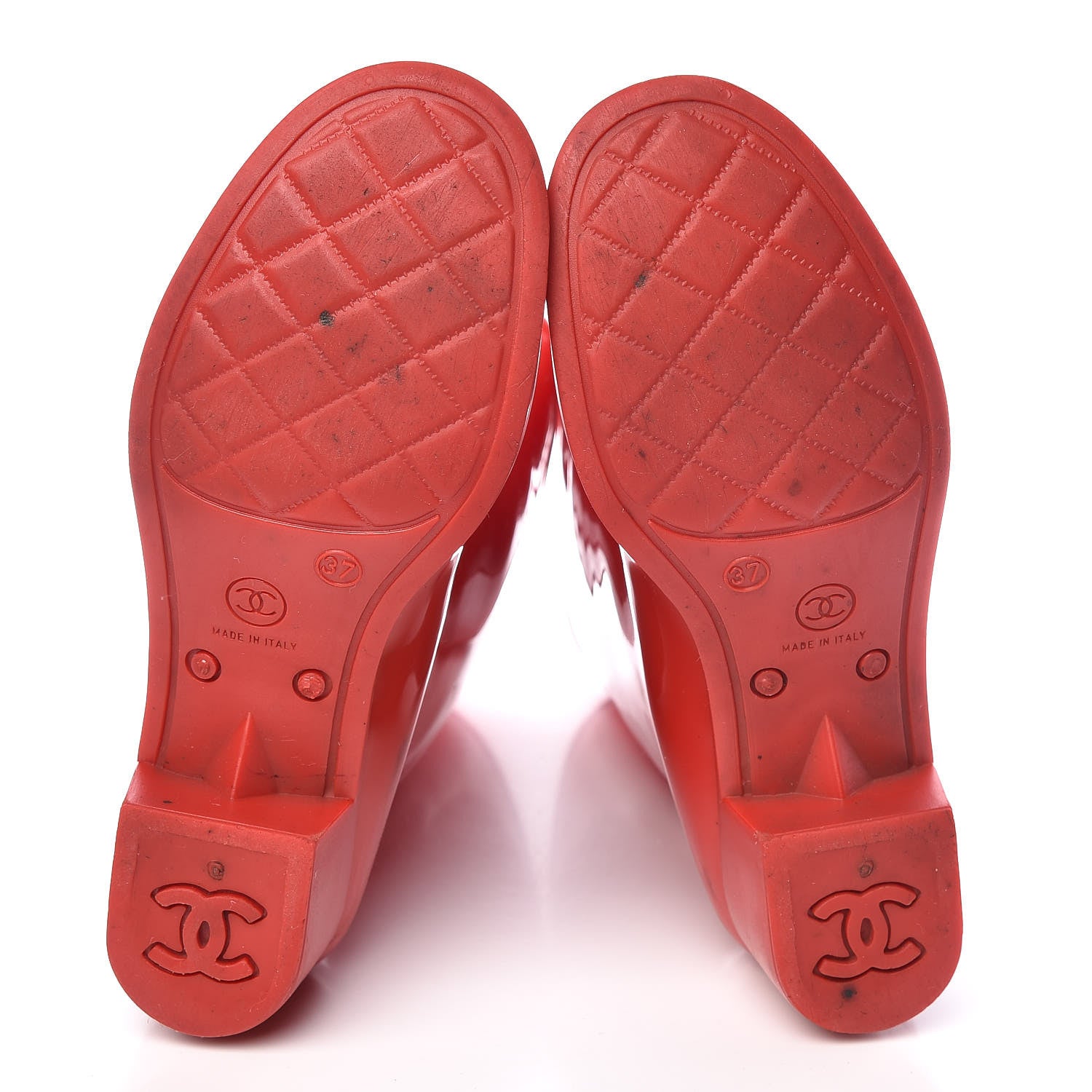 Chanel Rubber Camellia Rain Boots 37 Red 7 of 18