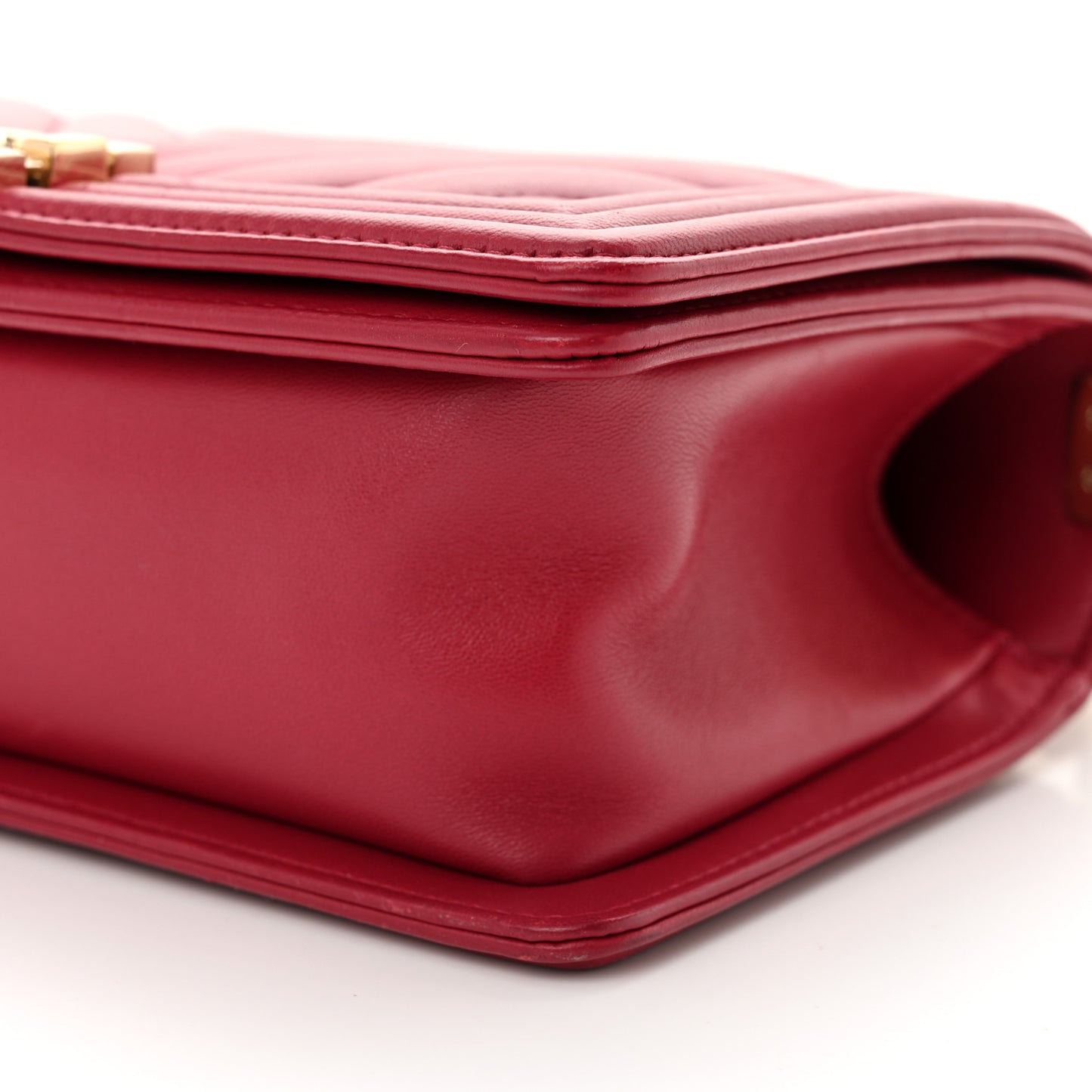 Lambskin Chevron Quilted Medium Boy Flap Dark Pink