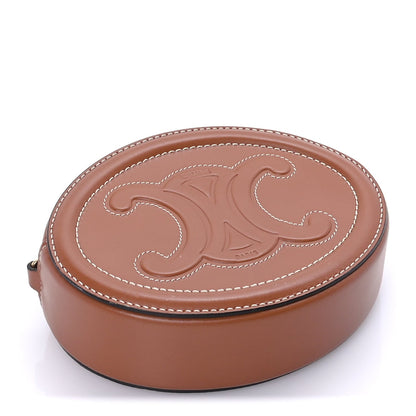 Celine Smooth Calfskin Cuir Small Triomphe Oval Crossbody Purse Tan 3 of 7
