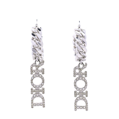 Christian Dior Crystal Dio(r)evolution Logo Hoop Drop Earrings  Silver 1 of 3