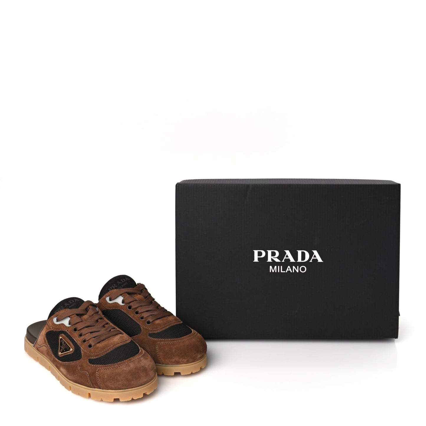 Rete Scamosciato Triangle Logo Trail Mules 36 Cacao