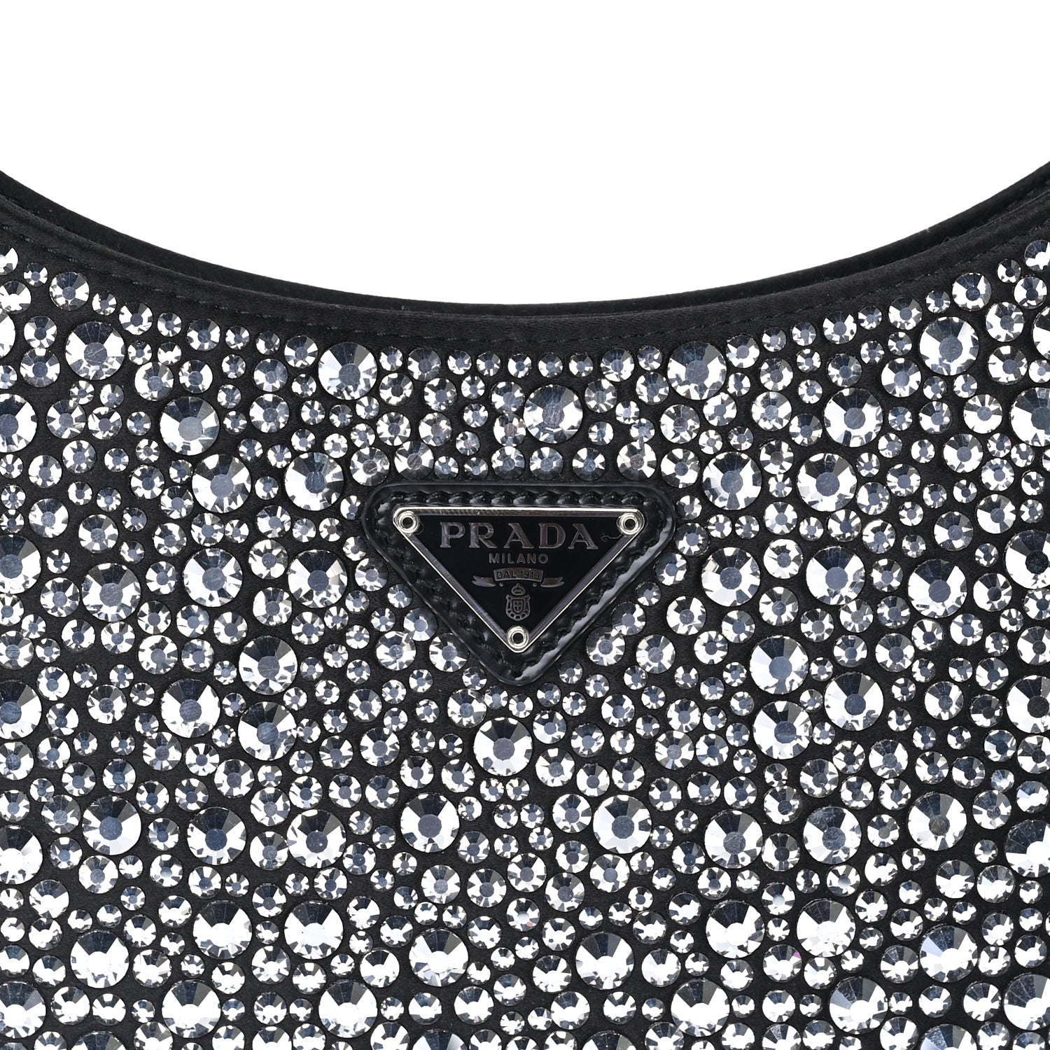 Prada Satin Crystal Cleo Adjustable Strap Shoulder Bag  Metal 6 of 7
