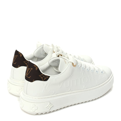 Louis Vuitton Lambskin Embossed Monogram Time Out Sneakers 38 White 4 of 8