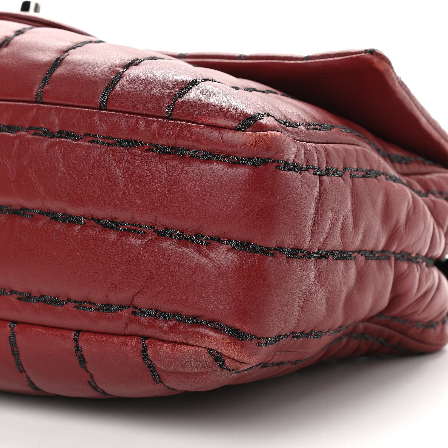 Chanel Lambskin Vertical Stitch Jumbo Single Flap Dark Red 9 of 10