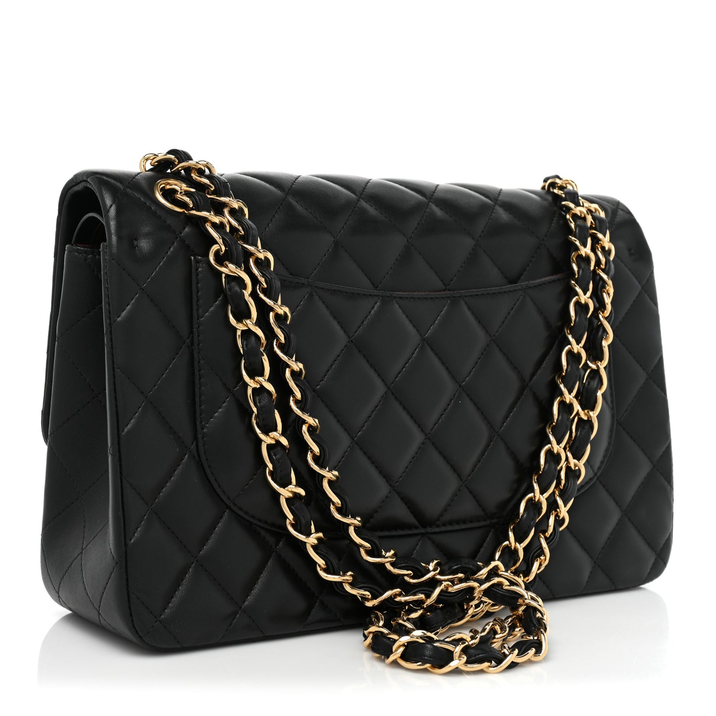 Lambskin Quilted Jumbo Double Flap Black