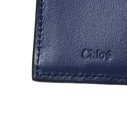 Chloe Lizard Crocodile Embossed Shiny Calfskin Small C Tri-Fold Wallet Chestnut Brown Blue Chestnut Brown Blue 7 of 7