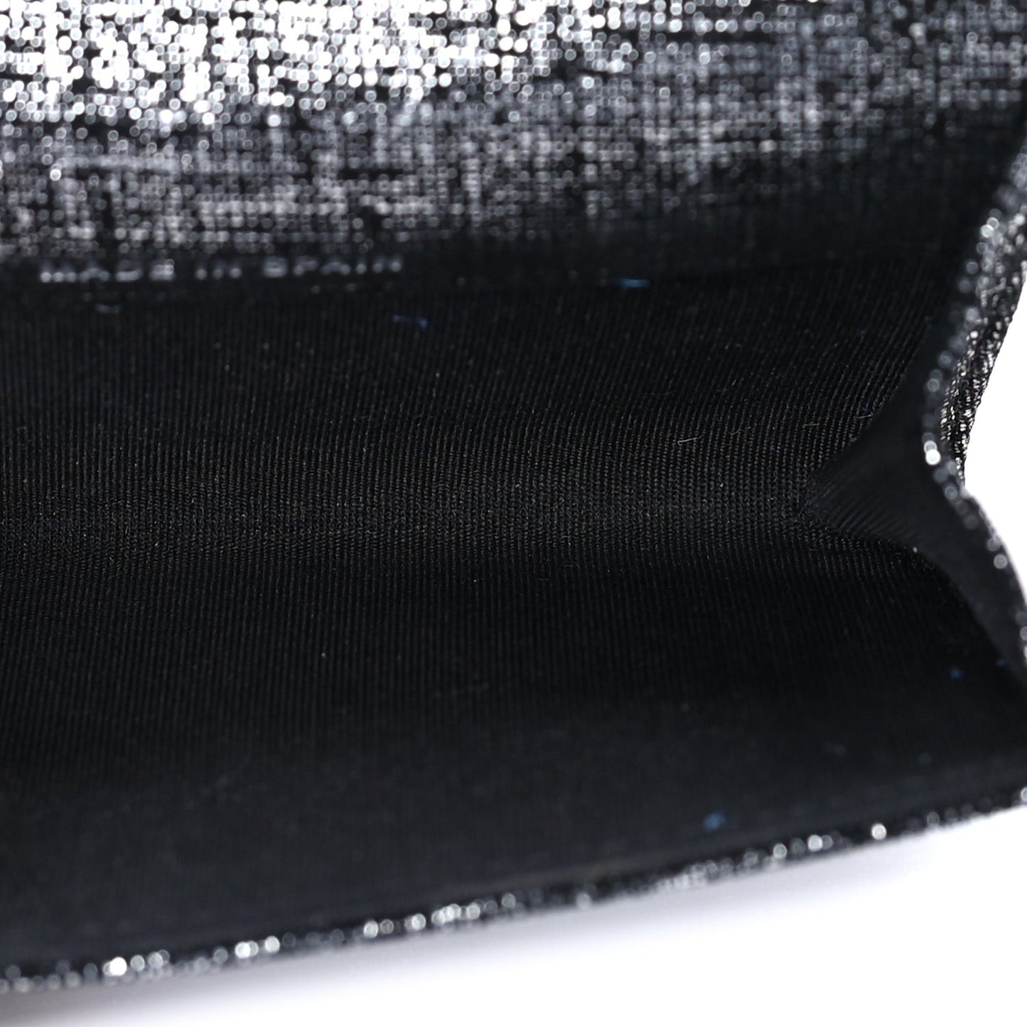 Glittered Calfskin Quilted Flap Card Holder Dark Grey