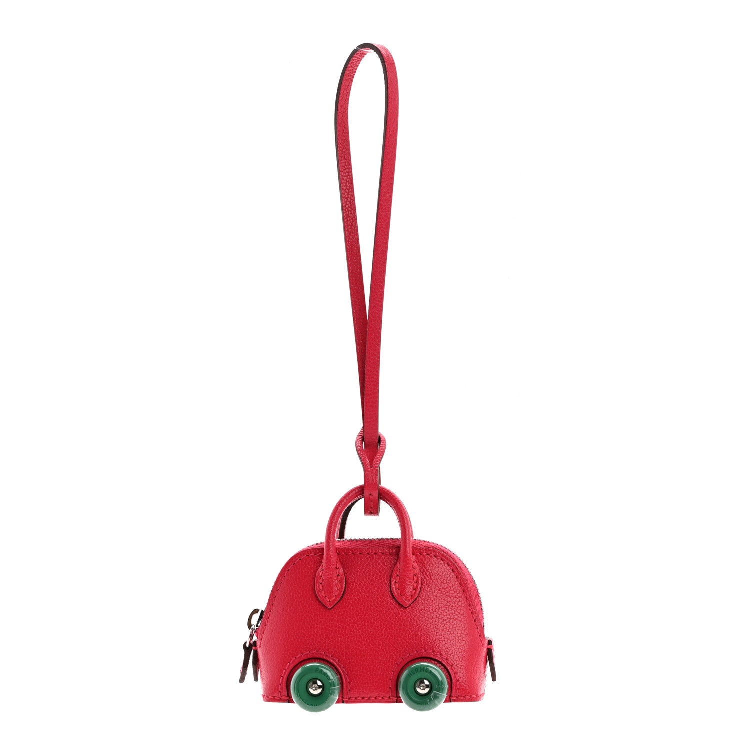 Hermes Chevre Chamkila Bolide On Wheels Bag Charm Rose Extreme Vert Vertigo 1 of 5