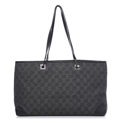 Gucci Denim Monogram Tote Black 1 of 12