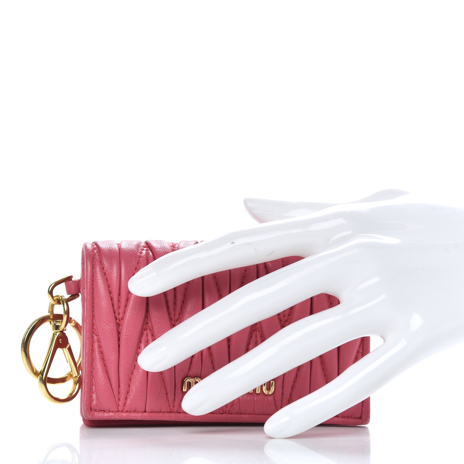 Miu Miu Nappa Matelasse Flap Card Holder Key Ring Peonia 2 of 10