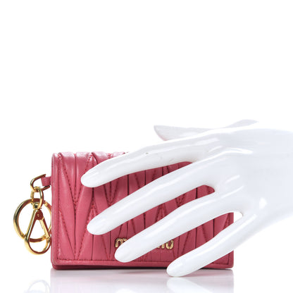 Miu Miu Nappa Matelasse Flap Card Holder Key Ring Peonia 2 of 10