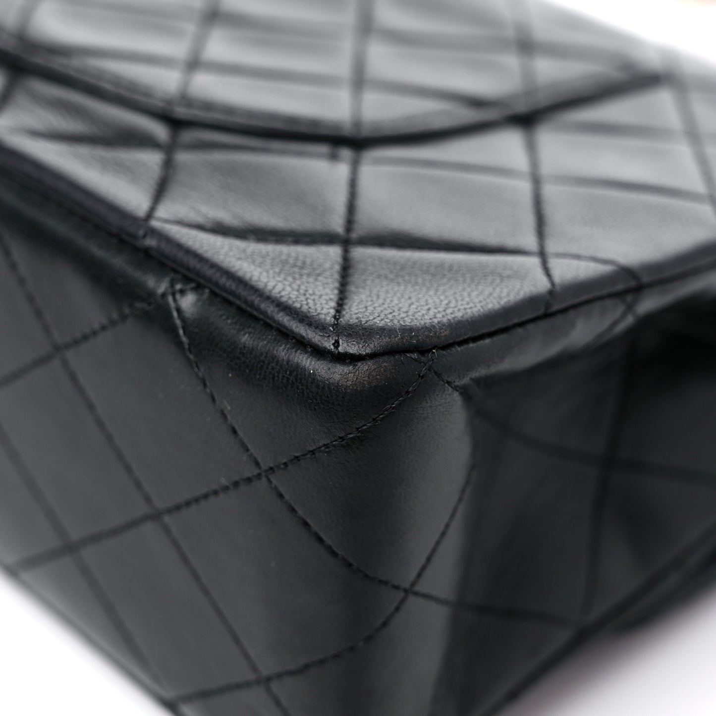 Lambskin Quilted Medium Double Flap Black