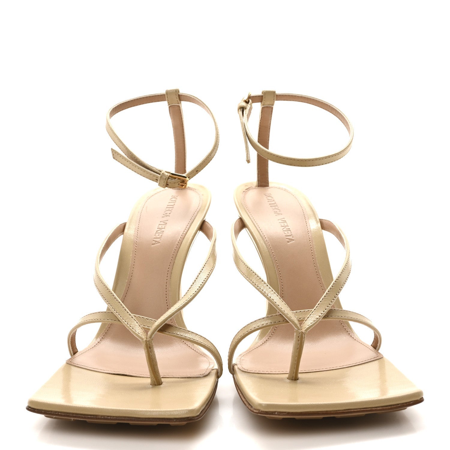 Bottega Veneta Lambskin Stretch Lounge Wedge Sandals 37.5 Cane Sugar 3 of 7