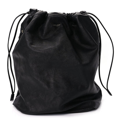 Saint Laurent Smooth Calfskin Teddy Drawstring Bag Black 1 of 10
