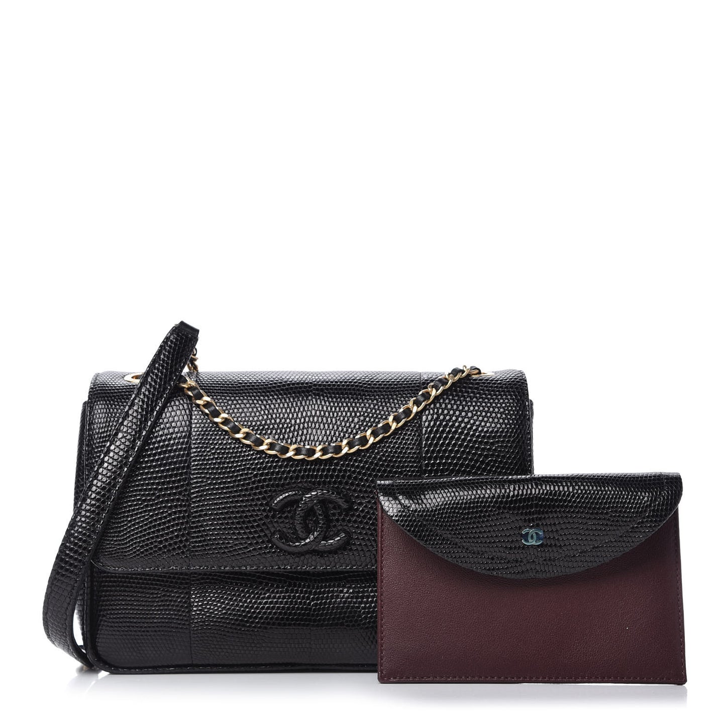 Lizard Coco Vintage Flap Black