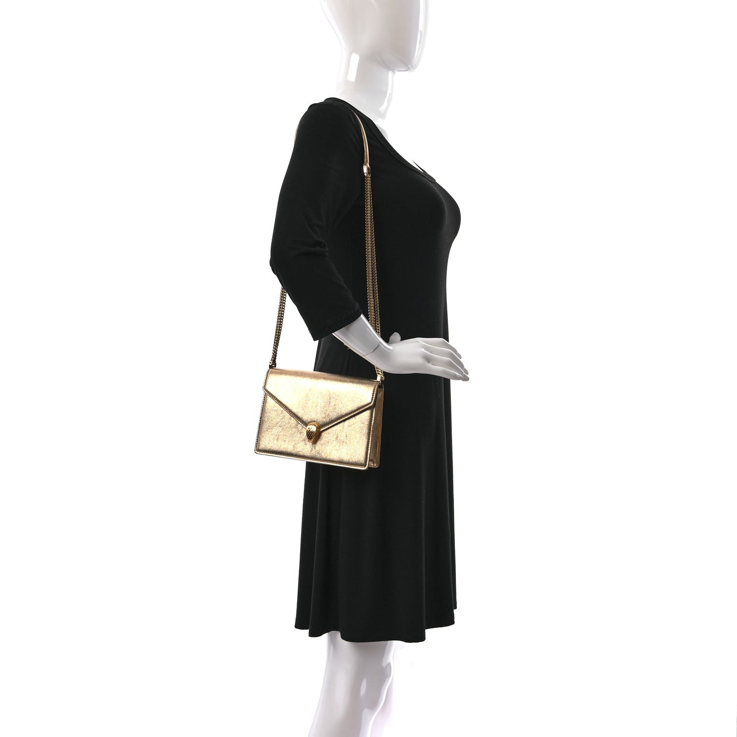 Metallic Nappa Serpenti Forever Shoulder Bag Gold