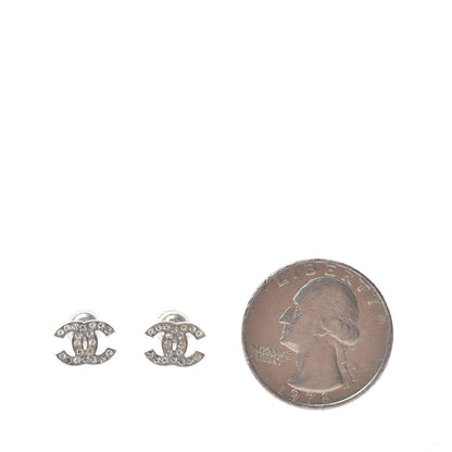 Chanel Crystal Timeless CC Earrings Silver 2 of 4