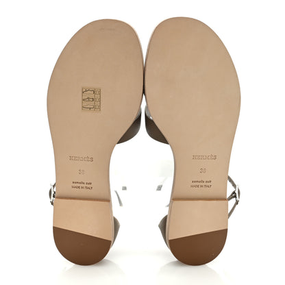 Hermes Epsom Santorini Sandals 38 Etoupe 5 of 8