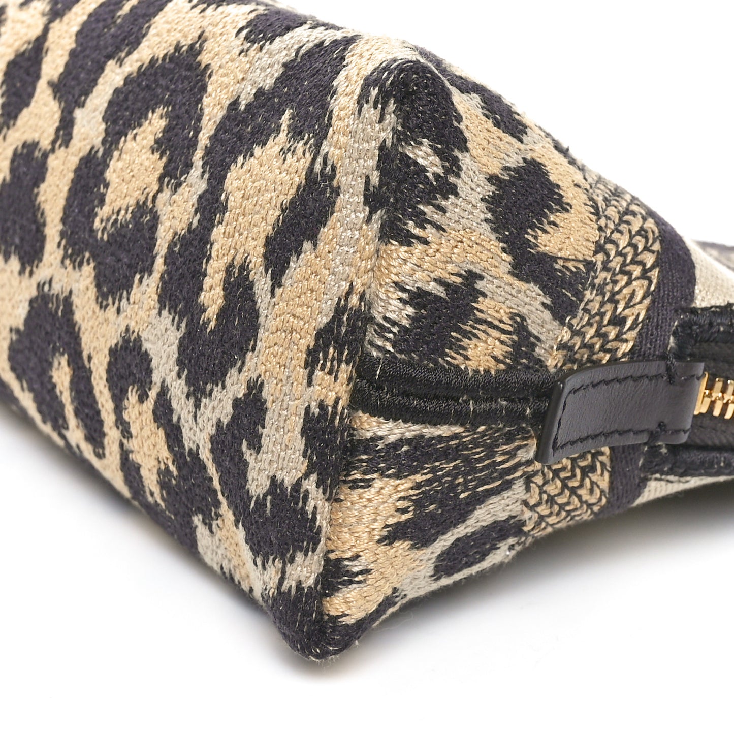 Canvas Leopard Print Cosmetic Pouch Beige