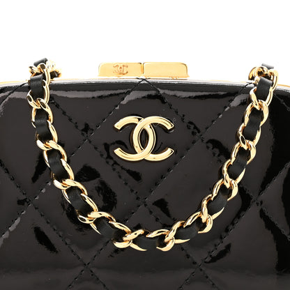 Chanel Glazed Goatskin Quilted Small Box With Chain Black 9 of 12