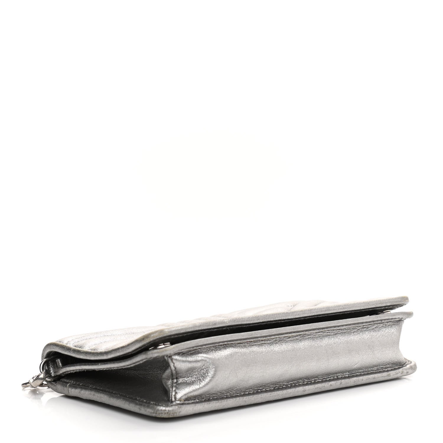 Prada Metallic Nappa Impunture Diagramme Chain Wallet Cromo 4 of 13