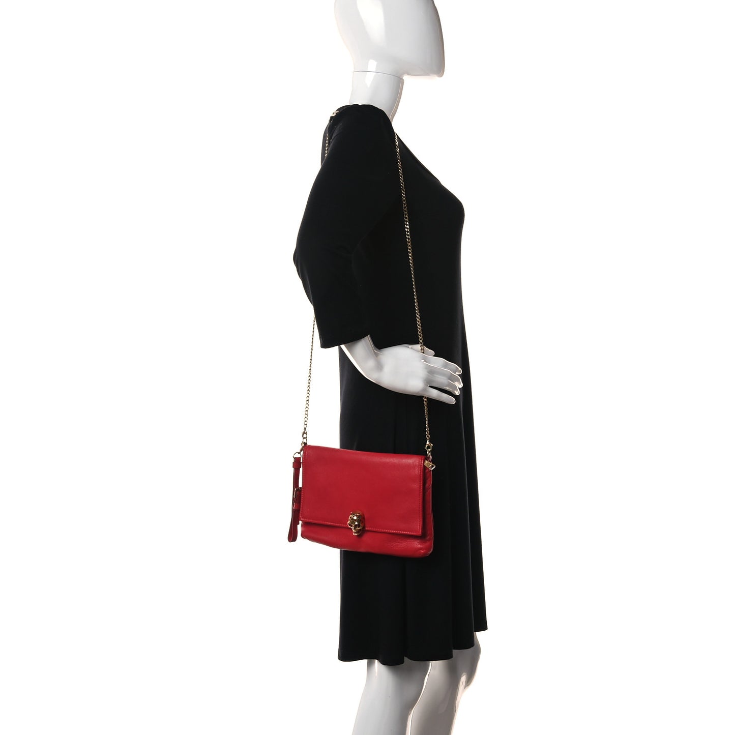 Calfskin Skull Crossbody Bag Red