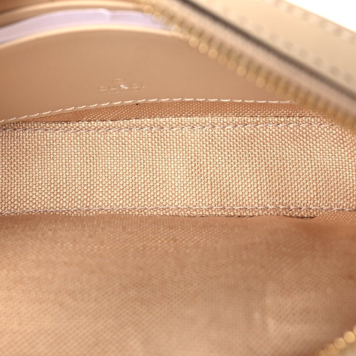Calfskin GG Super Mini Debossed Chain Wallet  Light Beige