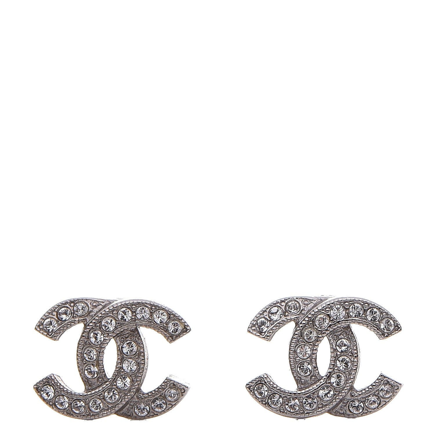 Chanel Crystal CC Earrings Silver 1 of 5
