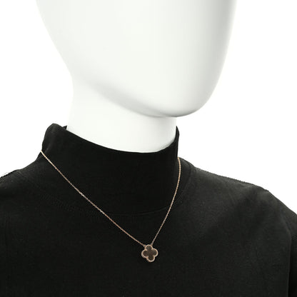 Van Cleef & Arpels 18K Rose Gold Gray Mother of Pearl Vintage Alhambra Pendant Necklace Grey 3 of 5