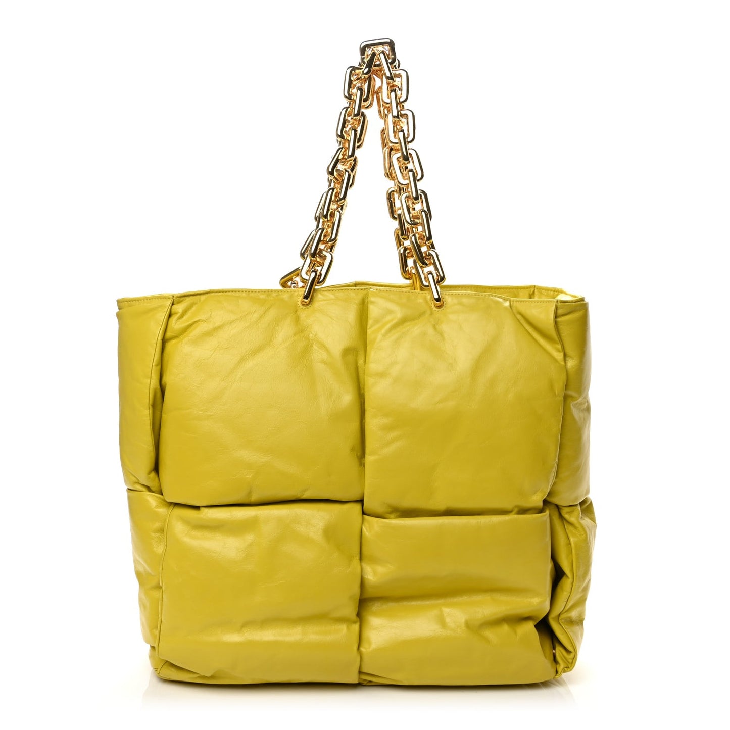 Calfskin Maxi Intrecciato Puffy Chain Tote Bag Yellow