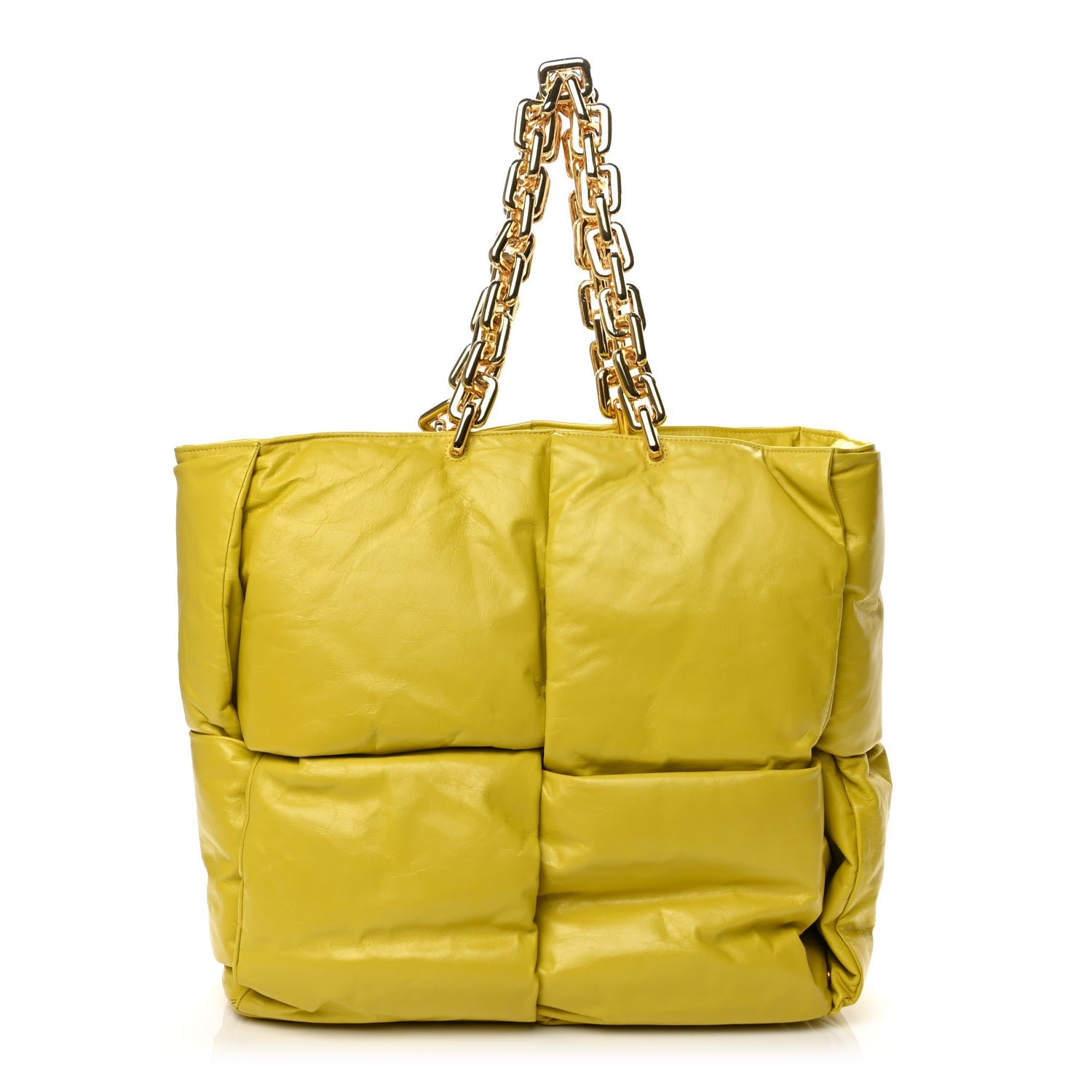 Bottega Veneta Calfskin Maxi Intrecciato Puffy Chain Tote Bag Yellow 2 of 9