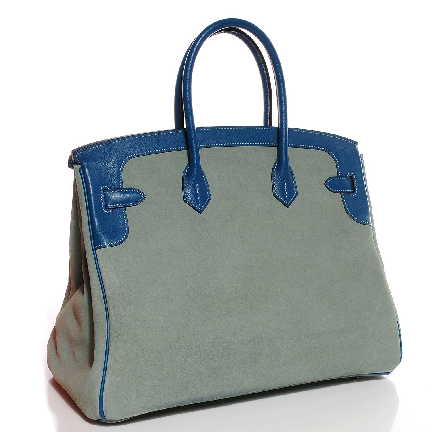 Hermes Veau Doblis Evergrain Grizzly Birkin 35 Bleu de Galice Ciel 4 of 26